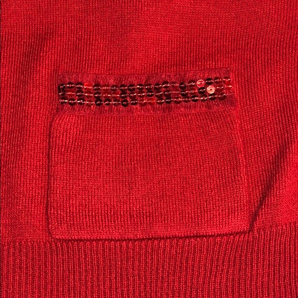 Fashion Bug NWT Size XL Red Sequin Pockets Button Front Sweater Cardigan - Picture 7 of 8